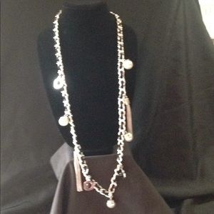 Chico's Silver and Pearl Tassel Necklace